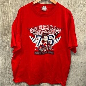 Red Betty Boop American Rebels Born To Be Wild Graphic T-Shirt XL